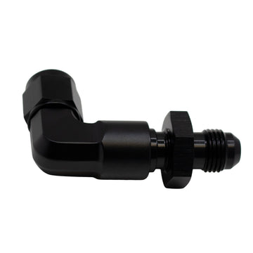DeatschWerks 6AN hembra Flare giratorio a 6AN macho Flare mamparo de 90 grados - Anodizado negro mate