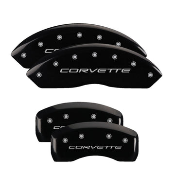 Cubiertas de pinza MGP 4 grabadas delanteras y traseras C5/Corvette Acabado en negro plateado ch