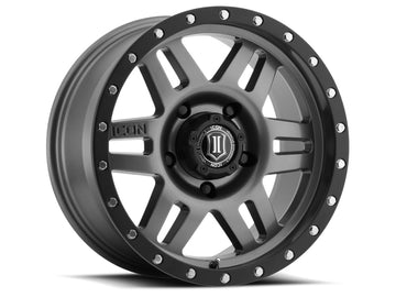 Rueda ICON de seis velocidades, 17 x 8,5, 5 x 150, 25 mm de compensación, 5,75 pulgadas, BS, 116,5 mm de diámetro, rueda de metal