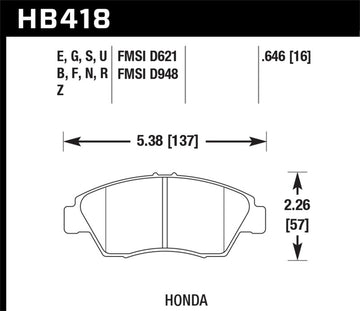 Hawk 02-06 RSX (no S) delantero/03-09 Civic Hybrid/04-05 Civic Si HP+ Street Pastillas de freno traseras