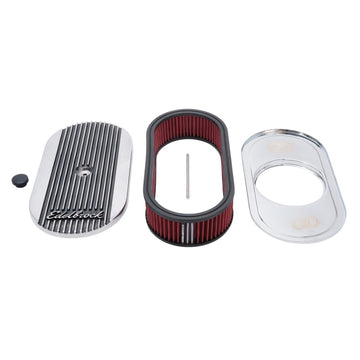 Filtro de aire Edelbrock Elite II ovalado simple 4-Bbl Carb 2 5 pulgadas elemento rojo pulido