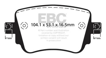 Pastillas de freno traseras EBC 15+ Volkswagen GTi 2.0 Turbo Redstuff