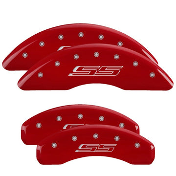 Cubiertas de pinza MGP 4 grabadas delanteras y traseras Gen 5/SS Acabado rojo plateado ch