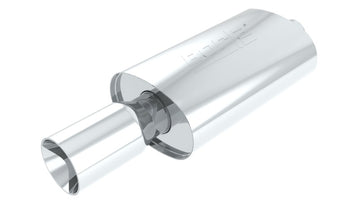 Borla Boomer - Silenciador de soplete ovalado de 2-1/4 pulgadas x 4 pulgadas, lado redondeado