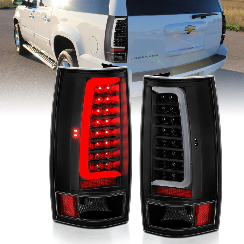 ANZO 2007-2014 Chevy Tahoe LED Taillight Plank Style Black w/Clear Lens