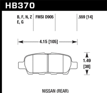 Hawk 03-07 350z / G35 / G35X sin pastillas de freno traseras Brembo HPS Street