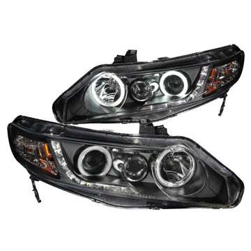 ANZO 2006-2011 Honda Civic Proyector Faros delanteros con Halo Negro (CCFL)