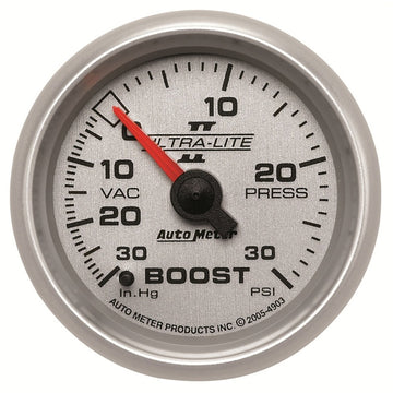 Autometer Ultra-Lite II 52 mm 30 PSI Medidor de impulso mecánico