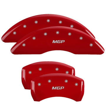 Cubiertas de pinza MGP 4 grabadas delanteras y traseras MGP Acabado rojo plateado ch