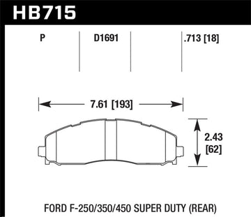 Pastillas de freno traseras Hawk 2015 Ford F-250/350/450 Super Duty