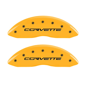MGP 4 Caliper Covers Engraved Front & Rear C6/Corvette Yellow finish black ch
