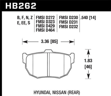 Hawk 89-97 Nissan 240SX SE HP+ Pastillas de freno traseras de calle