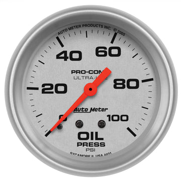 Autometer Ultra-Lite 66,7 mm Mecánico 0-100 PSI Manómetro de presión de aceite