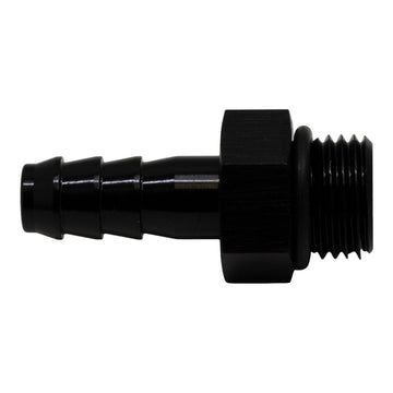 DeatschWerks 6AN ORB macho a conector de púa triple macho de 5/16 pulgadas (incluye junta tórica) - Negro mate anodizado