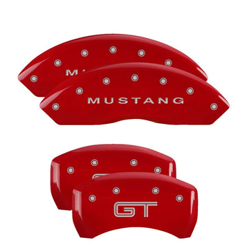 Cubiertas de pinza MGP 4 Grabado Delantero Mustang Grabado Trasero S197/GT Acabado rojo plata ch