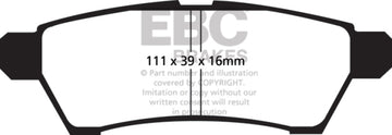 EBC 05+ Nissan Frontier 2.5 2WD Pastillas de freno traseras Yellowstuff