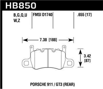Pastillas de freno traseras Hawk 14-17 Porsche 911 GT3 DTC-60 Race