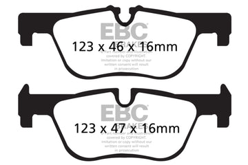 EBC 14+ BMW 228 Coupe 2.0 Turbo ATE pinzas Pastillas de freno traseras Yellowstuff