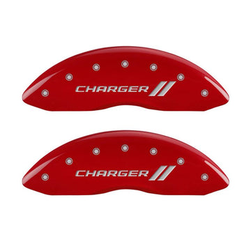Cubiertas de pinza MGP 4 grabadas delanteras y traseras con rayas/cargador acabado rojo plata ch