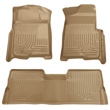 Husky Liners 08-10 Ford SD Crew Cab WeatherBeater Combo Revestimientos de piso color canela (sin caja de transmisión manual)