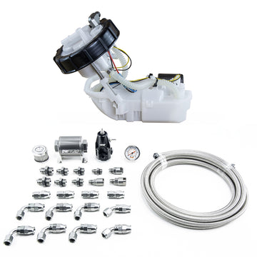 DeatschWerks 01-05 Honda Civic/02-06 Acura RSX DW400 Módulo de bomba y kit de retorno con líneas de combustible PTFE