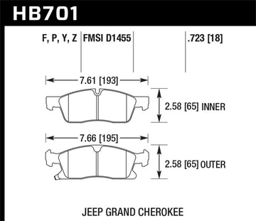 Pastillas de freno delanteras de cerámica Hawk 11-12 Dodge Durango / 11-12 Jeep Grand Cherokee Perf