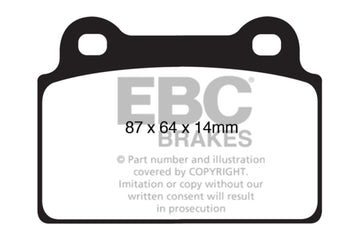 EBC 08-16 Mitsubishi Lancer Evo 10 2.0 Turbo (rotor de 1 pieza) Pastillas de freno traseras Yellowstuff