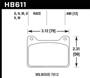 Pastillas de freno de carrera Hawk Willwood 7912 DTC-60