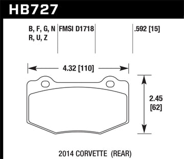 Pastillas de freno traseras Hawk 2014 Chevrolet Corvette HPS 5.0