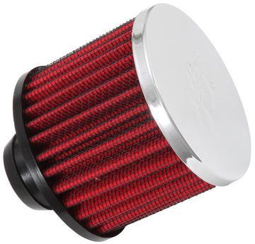 Filtro de ventilación del cárter a presión superior cromado con base de goma K&amp;N, 3 pulgadas de diámetro exterior x 2-1/2 pulgadas de alto.