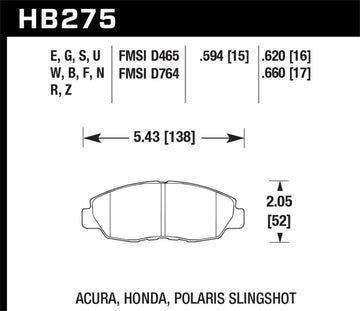 Hawk 97-99 Acura CL / 93-02 Honda Accord Coupe DX/EX/LX/96-10 Civic Coupe EX DTC-60 Pastillas de freno de carrera