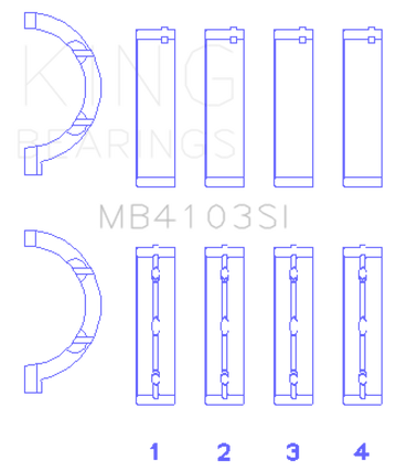 King Engine Bearings Chrysler 197 (Size .026) Crankshaft Main Bearings (Set of 4)
