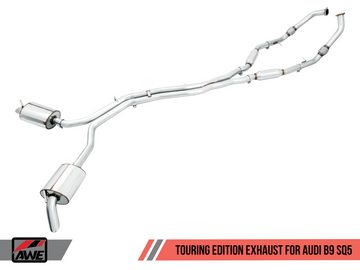 AWE Tuning Audi B9 SQ5 Escape Cat-Back sin resonancia Touring Edition - Sin puntas (giro hacia abajo)