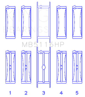 King Engine Bearings Chrysler 426CI/440CI V8 OHV1 (STD Size) Crankshaft Main Bearing Set