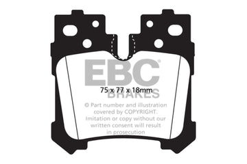 EBC 07+ Lexus LS460 4.6 Pastillas de freno traseras Redstuff