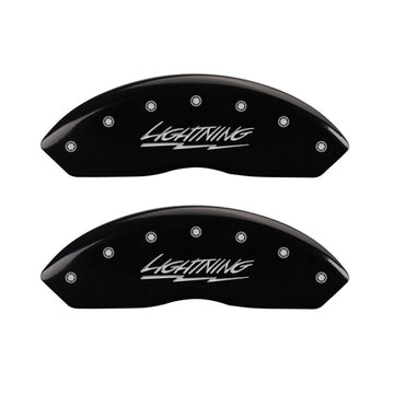 MGP 4 Caliper Covers Engraved Front & Rear Lightning Black finish silver ch