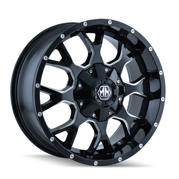 Mayhem 8015 Warrior 20x10 / 6x135 BP / -25mm Offset / 106mm Buje Negro con rueda de radios fresados