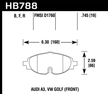 Hawk 15-17 VW Golf / Audi A3/A3 Quattro Pastillas de freno delanteras de alto rendimiento