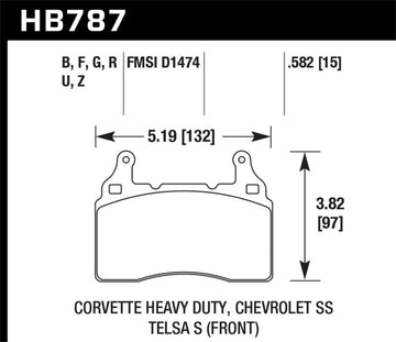 Hawk 15-17 Chevy Corvette Z06 Pastillas de freno delanteras de cerámica de alto rendimiento