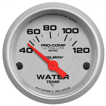 Autometer Ultra-Lite 52 mm 40-120 grados C Indicador electrónico de temperatura del agua de barrido corto