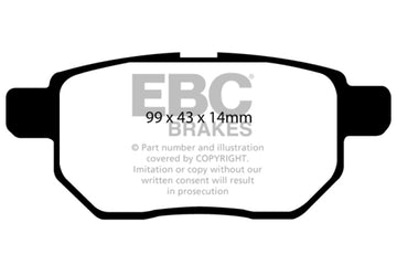 EBC 09-10 Pontiac Vibe 1.8 Pastillas de freno traseras Yellowstuff