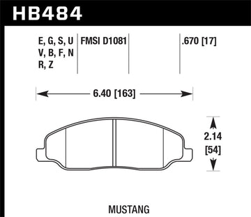 Hawk 2008-2009 Ford Mustang Bullitt 4.6 HPS 5.0 Pastillas de freno delanteras