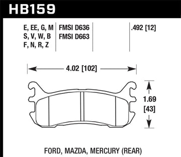 Hawk 94-05 Miata / 01-05 Suspensión normal Azul 9012 Pastillas de freno traseras de carrera (D636)