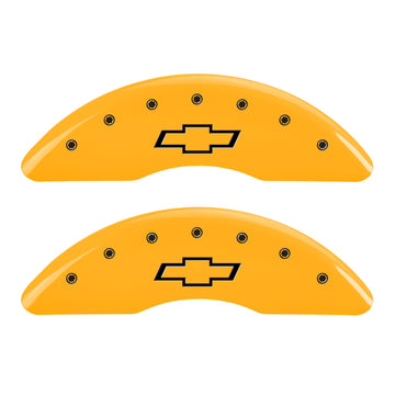 MGP 4 Caliper Covers Engraved Front & Rear Bowtie Yellow finish black ch