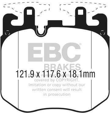 EBC 2015+ BMW 750 4.4L Twin Turbo (G12) Pastillas de freno delanteras Redstuff