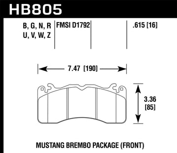 Hawk 15-17 Ford Mustang Paquete Brembo HP Plus Pastillas de freno delanteras