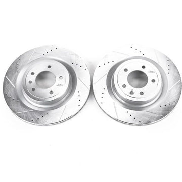 Power Stop 2017 Land Rover Discovery Rear Evolution Rotores perforados y ranurados - Par