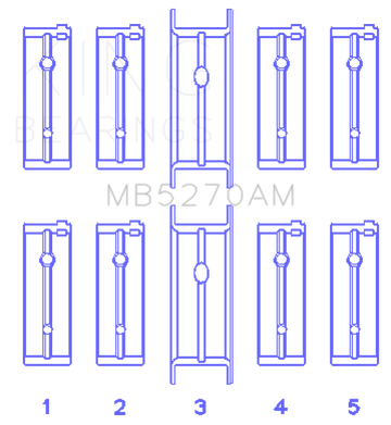 King Engine Bearings Chrysler 148/148 Turbo DOHC 16V/Jeep 148 DOHC 16V Main Bearing Set - Size STD