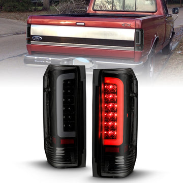 ANZO 1987-1996 Ford F-150 Luces traseras LED con carcasa negra y lente ahumada (par)