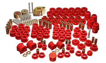 Suspensión energética 07-11 Jeep JK 4dr Juego de bujes maestros Hyper-Flex rojos